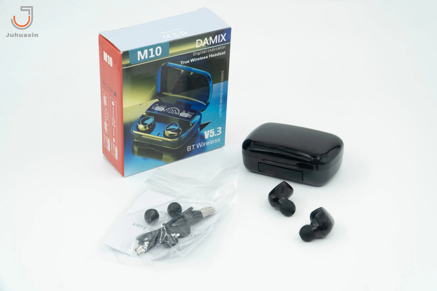 M10 TWS Earbuds – Bluetooth 5.1, 8-10h Playtime, IPX7 Waterproof with 3500mAh Charging Case