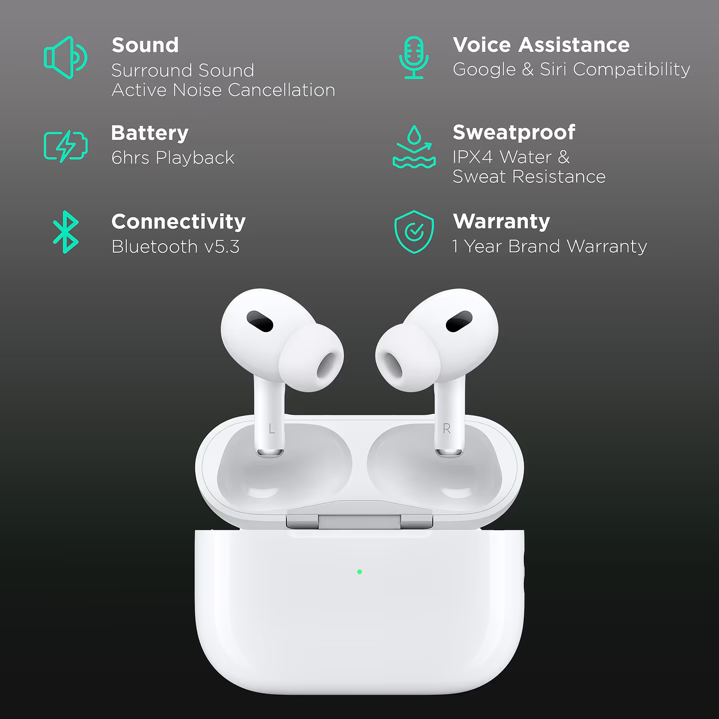 Pro 2 Wireless Bluetooth Earbuds – True Wireless Stereo, Noise Cancelling, 24H Battery with Fast Charging Case