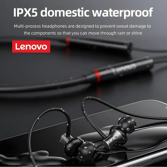 Lenovo HE05X Wireless Neckband – Bluetooth v5.0, IPX5 Sweat‑Resistant