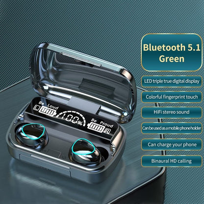 M10 TWS Earbuds – Bluetooth 5.1, 8-10h Playtime, IPX7 Waterproof with 3500mAh Charging Case
