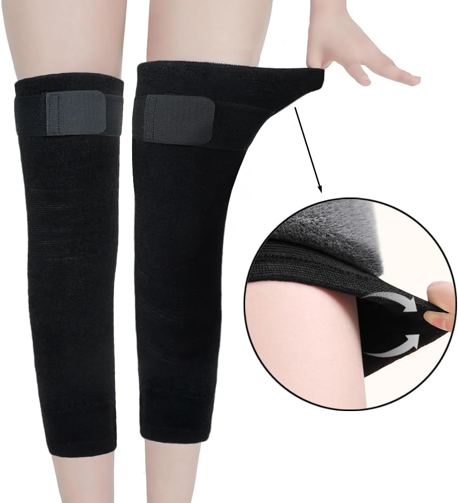 Woolen Knee Pads with straps for Men & Women | Compression Support for Pain Relief, Arthritis, Sports & Workout