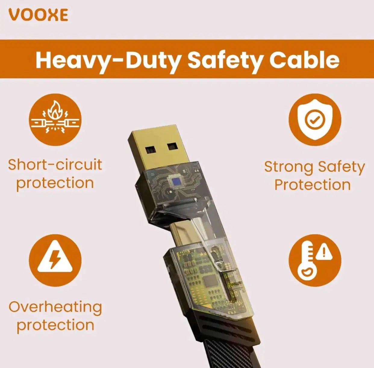 4-in-1 USB-C Fast Charging Cable (1m) – Nylon Braided, PD 65W/27W, Multi-Connector