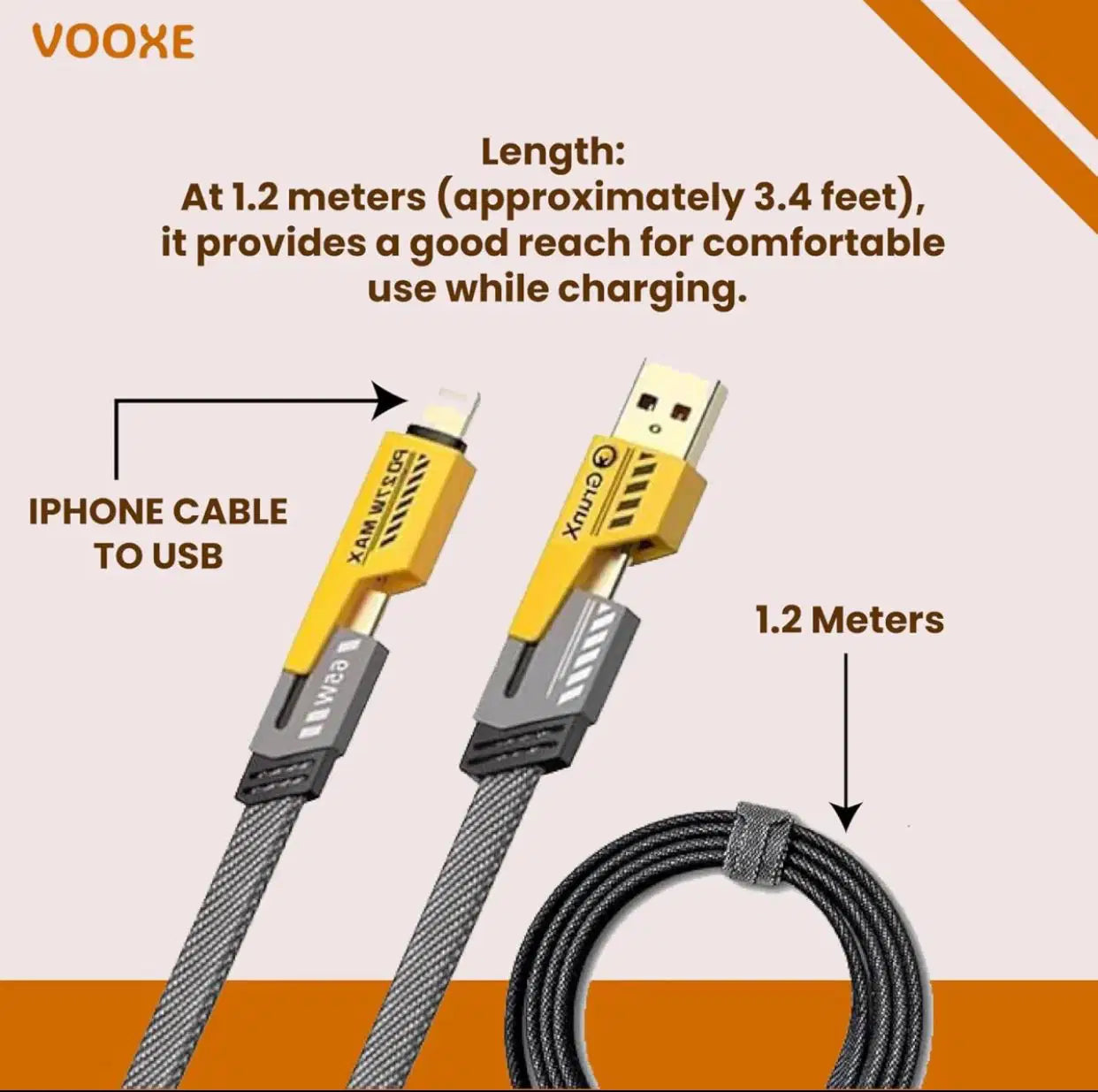 4-in-1 USB-C Fast Charging Cable (1m) – Nylon Braided, PD 65W/27W, Multi-Connector