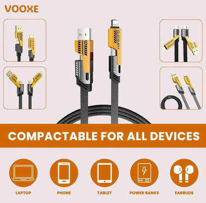 4-in-1 USB-C Fast Charging Cable (1m) – Nylon Braided, PD 65W/27W, Multi-Connector