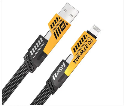 4-in-1 USB-C Fast Charging Cable (1m) – Nylon Braided, PD 65W/27W, Multi-Connector