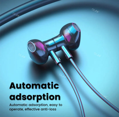 LCD Neckband Bluetooth Headphones – Real-Time Battery Display, Waterproof, SD Card Supported