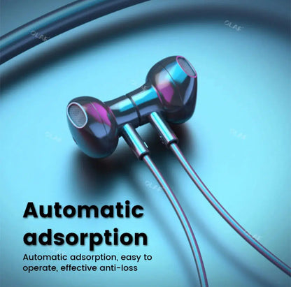 LCD Neckband Bluetooth Headphones – Real-Time Battery Display, Waterproof, SD Card Supported