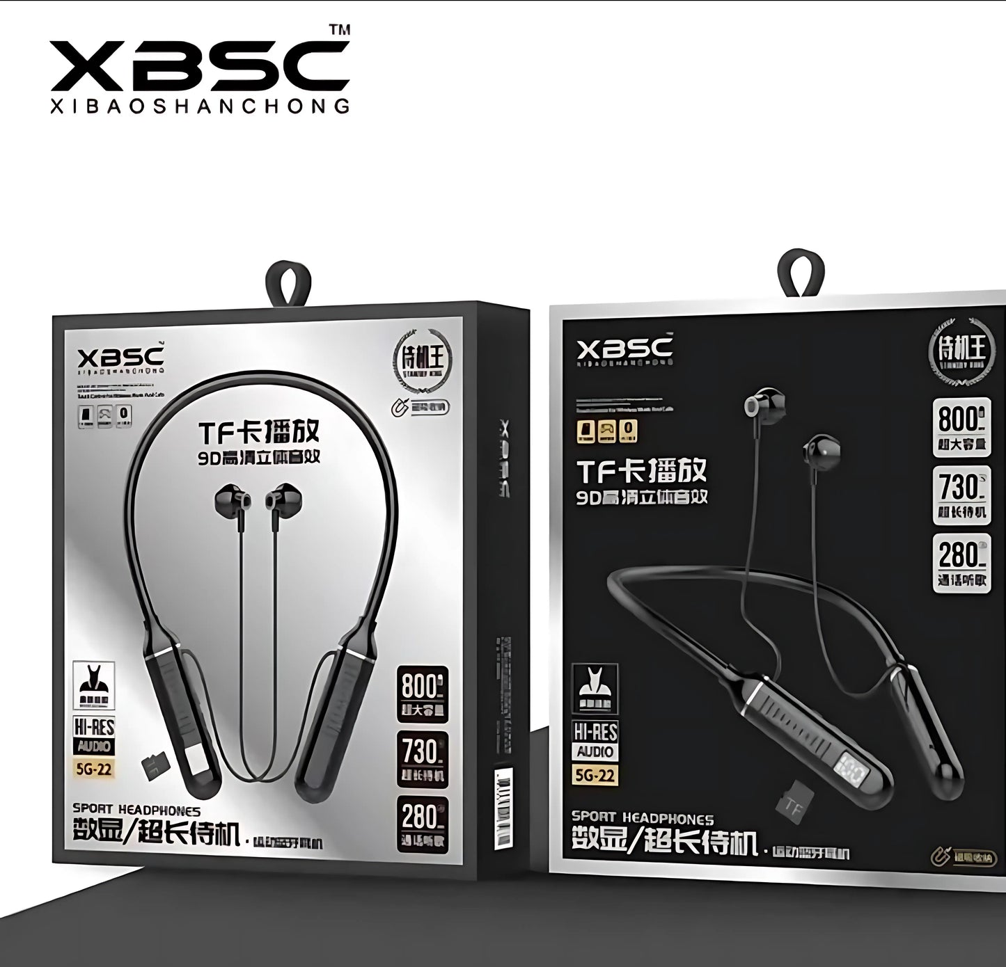 LCD Neckband Bluetooth Headphones – Real-Time Battery Display, Waterproof, SD Card Supported