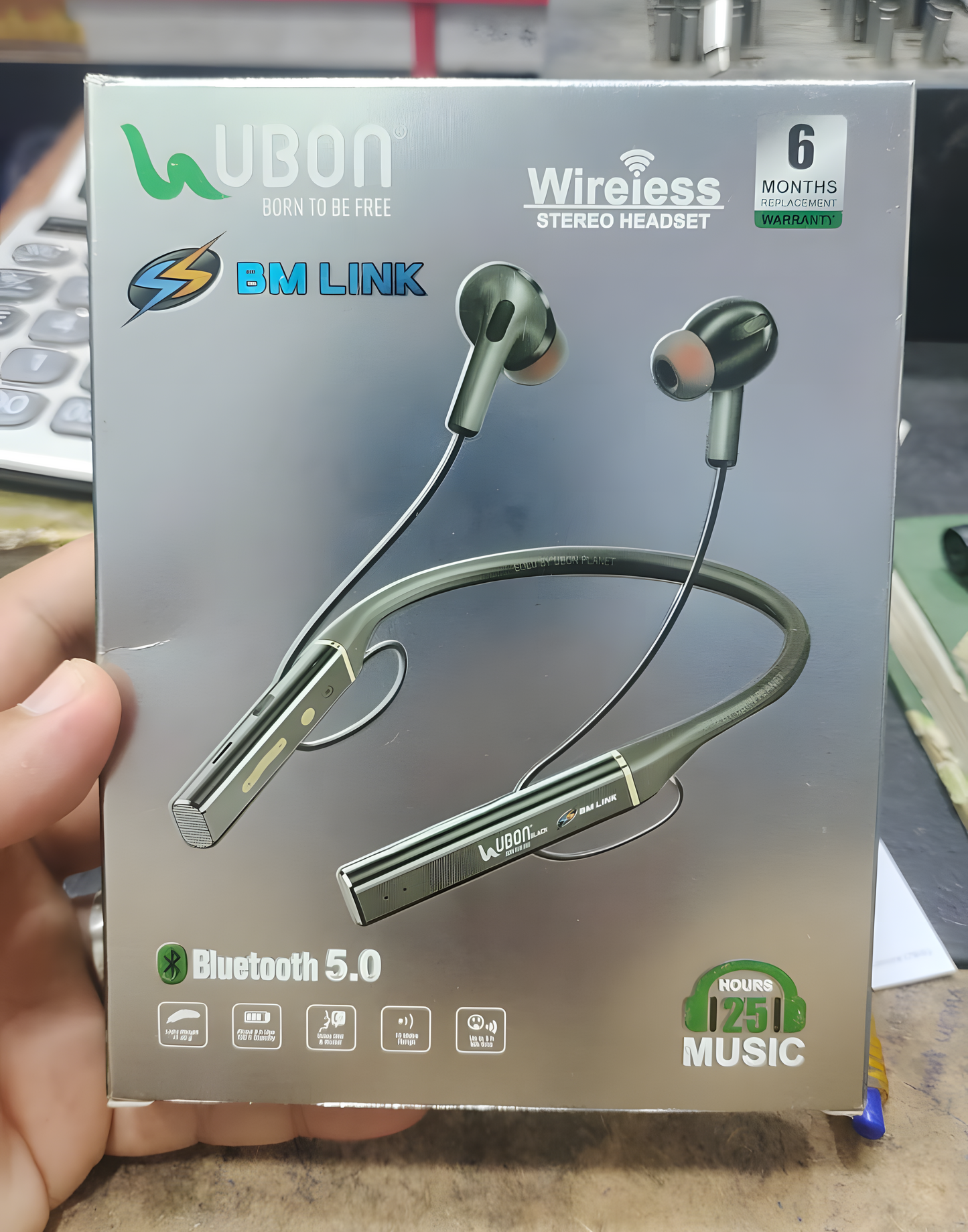 Ubon CL-5300 Sound Master Neckband – Stereo Drivers, 10m Range, Long Battery Life & Foldable Design