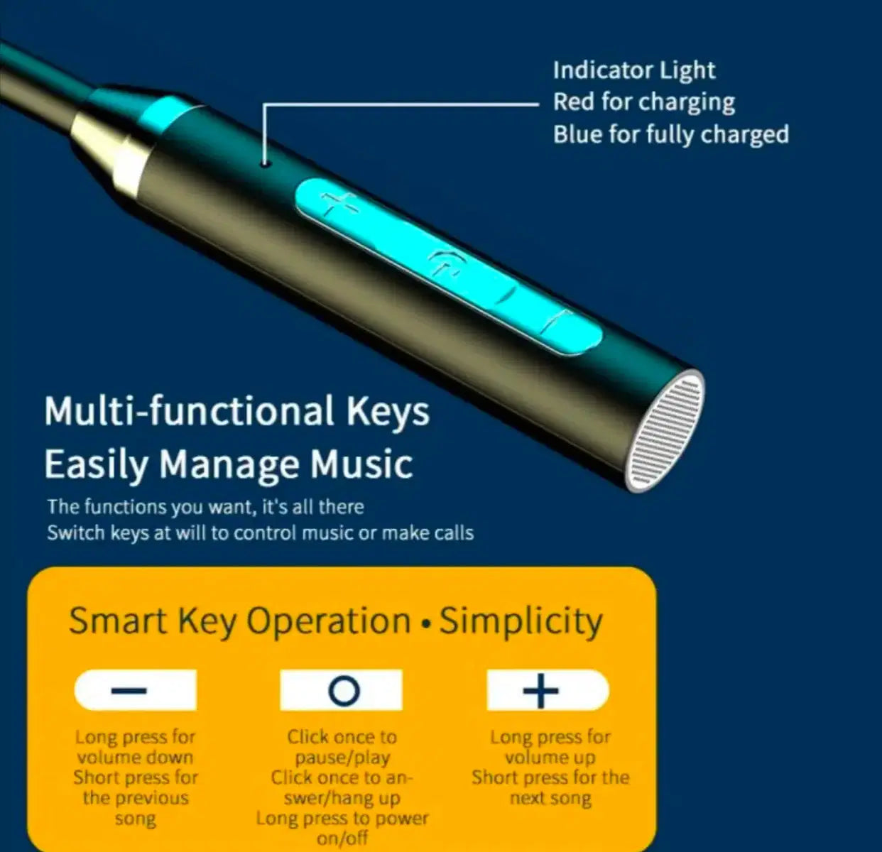 Super Sound Wireless Neckband – Bluetooth 5.0 Headphones with Deep Bass, 12-Hour Playtime & Built-in Mic