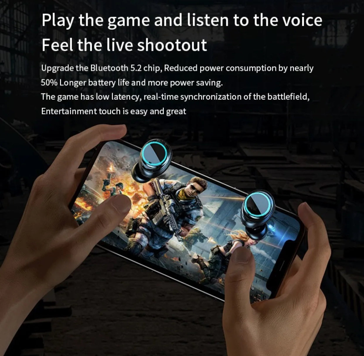 M25 True Wireless Earbuds – Dual-Ear Display, Touch Controls, 8 - 9 Hr Playtime & Type-C Charging.