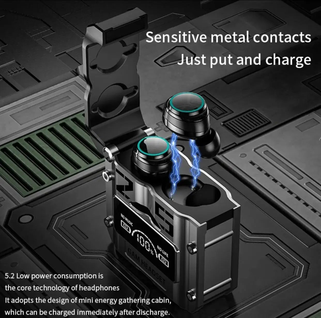 M25 True Wireless Earbuds – Dual-Ear Display, Touch Controls, 8 - 9 Hr Playtime & Type-C Charging.