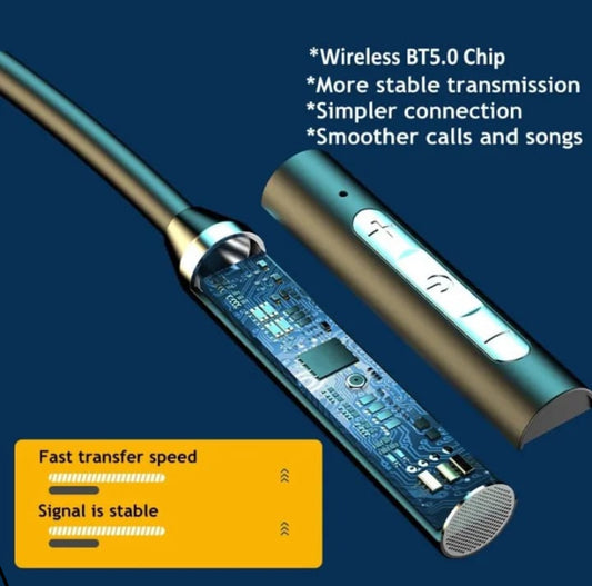 Super Sound Wireless Neckband – Bluetooth 5.0 Headphones with Deep Bass, 12-Hour Playtime & Built-in Mic