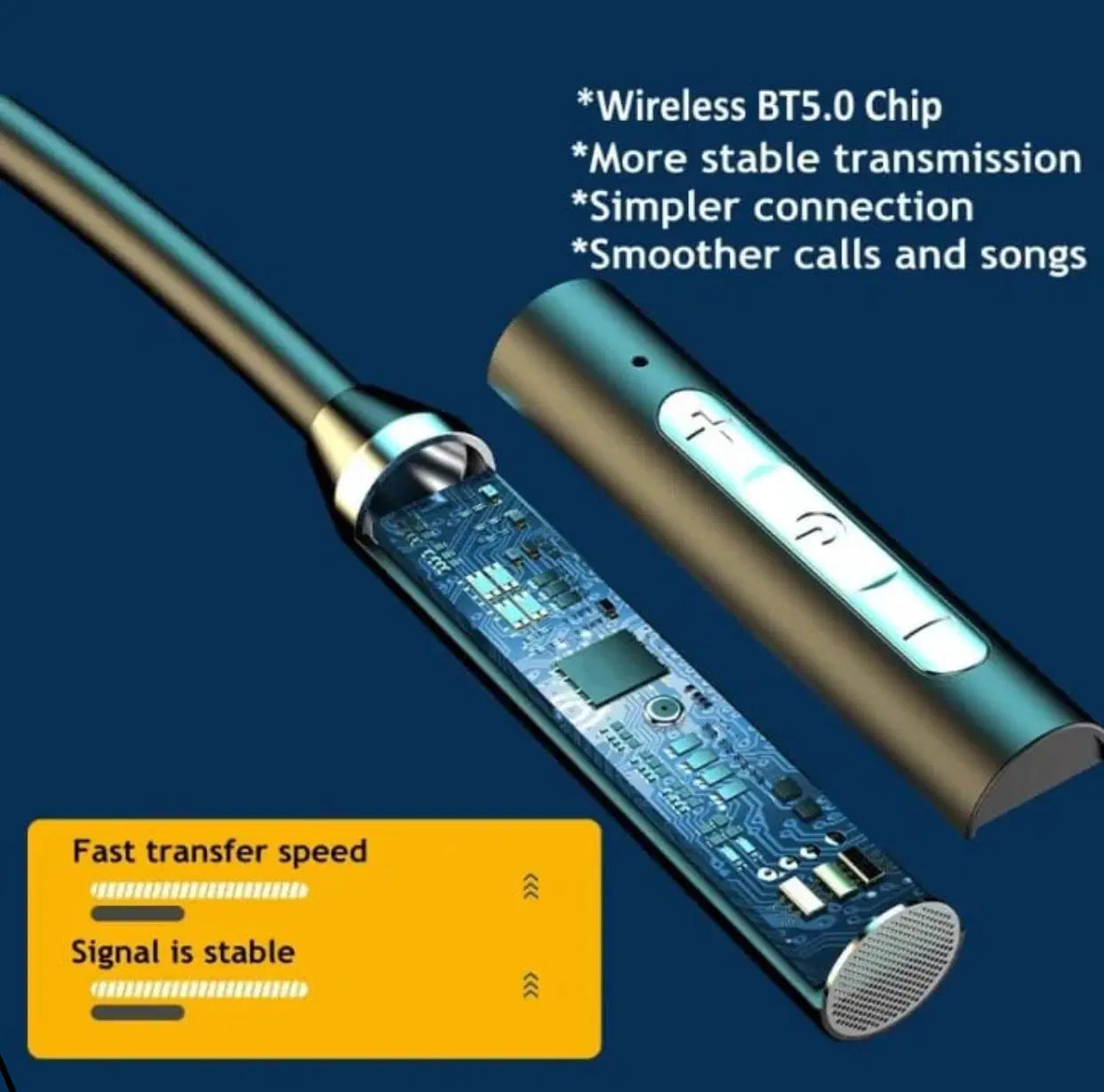 Super Sound Wireless Neckband – Bluetooth 5.0 Headphones with Deep Bass, 12-Hour Playtime & Built-in Mic