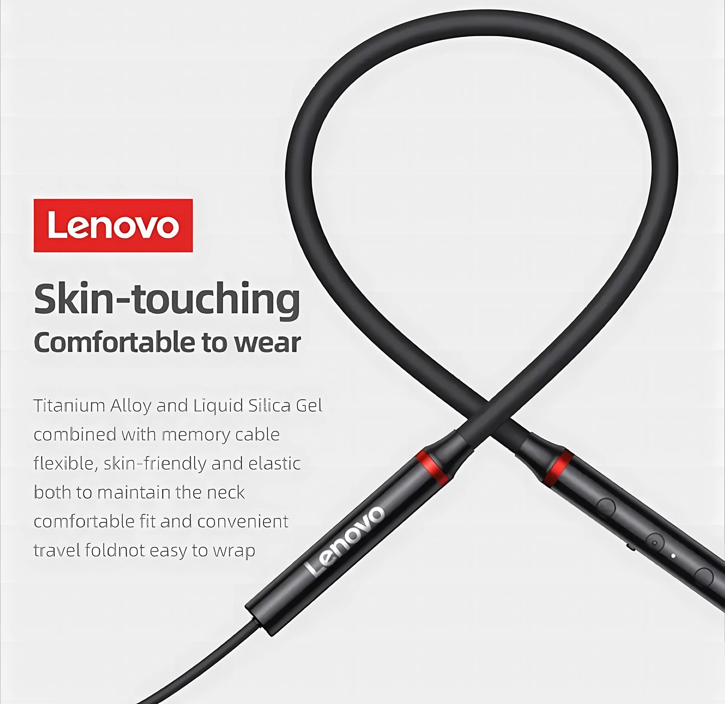 Lenovo HE05X Wireless Neckband – Bluetooth v5.0, IPX5 Sweat‑Resistant