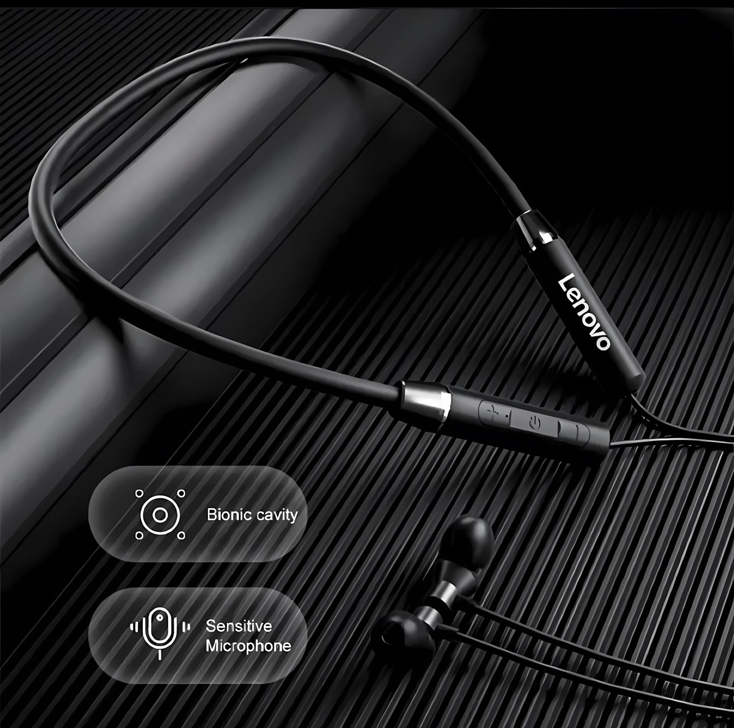 Lenovo HE05X Wireless Neckband – Bluetooth v5.0, IPX5 Sweat‑Resistant