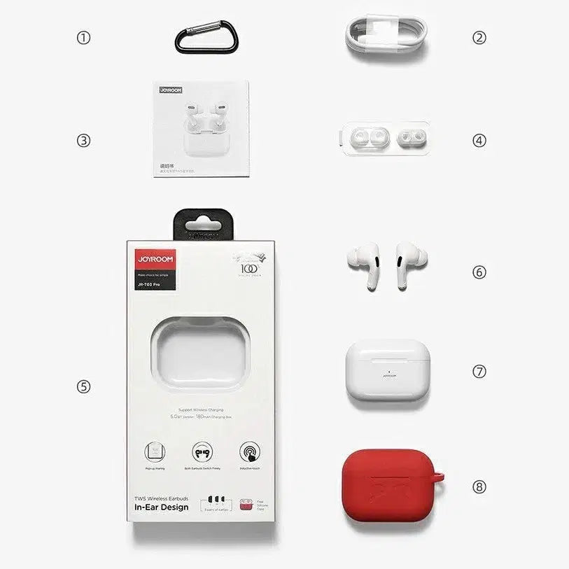 JR-T03S Pro Joyroom Earbuds ‒ Active Noise Cancellation, Wireless Charging Case, Battery Life Up to 20 Hours