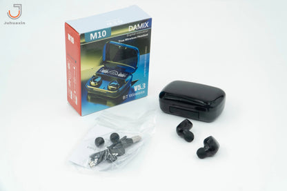 M10 TWS Earbuds – Bluetooth 5.1, 8-10h Playtime, IPX7 Waterproof with 3500mAh Charging Case