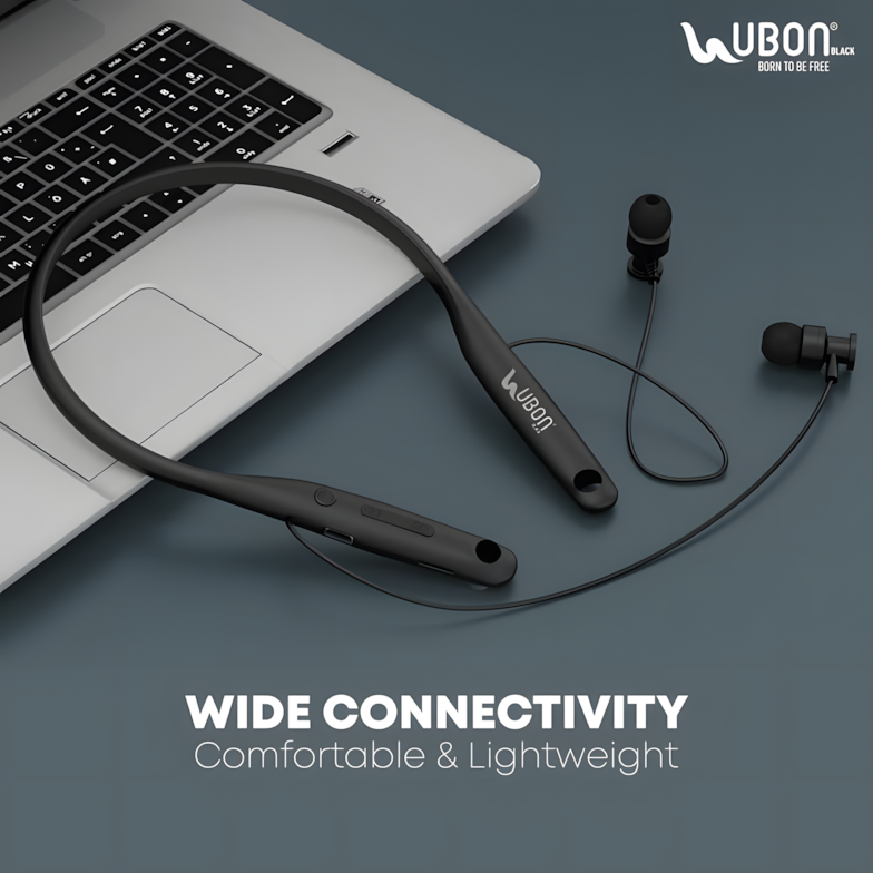 UBON CL-5310 Wireless Neckband | ANC, 40Hr Battery, SD Card Support, Deep Bass & Hands-Free Calls