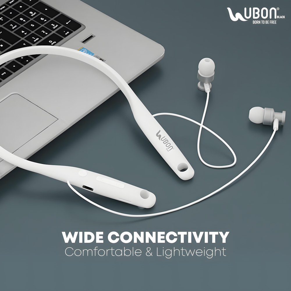 UBON CL-5310 Wireless Neckband | ANC, 40Hr Battery, SD Card Support, Deep Bass & Hands-Free Calls