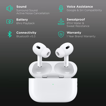Pro 2 Wireless Bluetooth Earbuds – True Wireless Stereo, Noise Cancelling, 24H Battery with Fast Charging Case