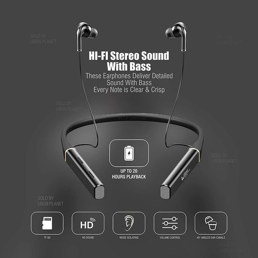 Ubon CL-5300 Sound Master Neckband – Stereo Drivers, 10m Range, Long Battery Life & Foldable Design