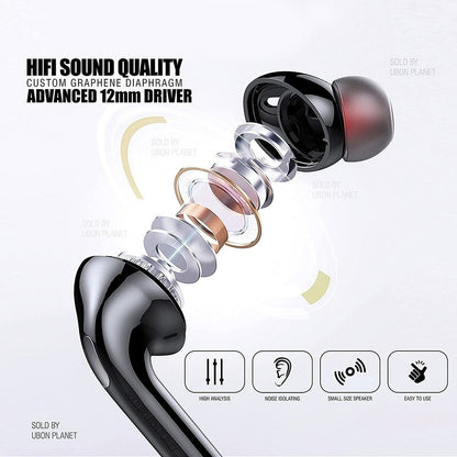 Ubon CL-5300 Sound Master Neckband – Stereo Drivers, 10m Range, Long Battery Life & Foldable Design