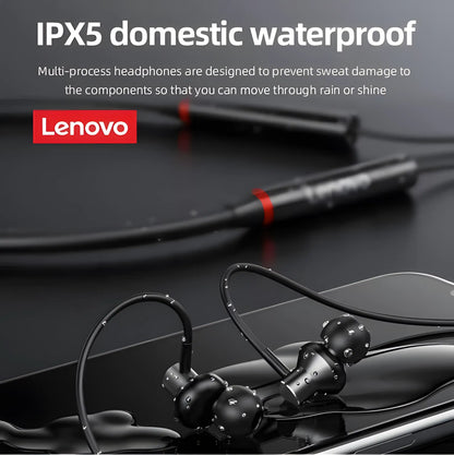 Lenovo HE05X Wireless Neckband – Bluetooth v5.0, IPX5 Sweat‑Resistant